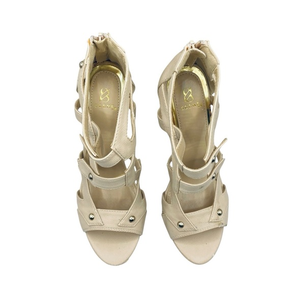 SCENE WEAVER Women’s Cream Strappy Cocktail Platform Stiletto Strappy Heels 8.5 - Picture 7 of 8